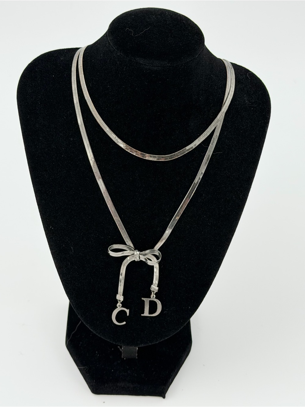 Dior Vintage Ribbon Double Strand  Choker in Gunmetal w/Authentic DetectiveCOA